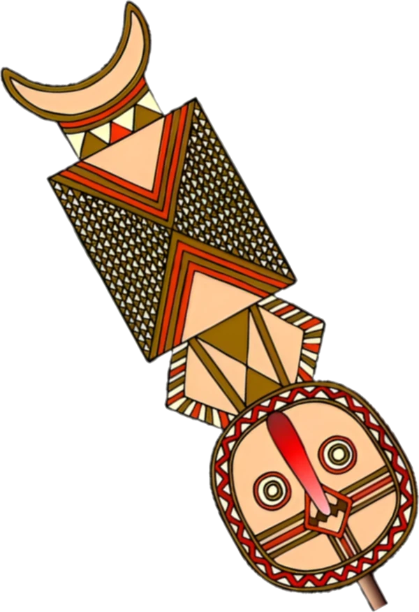 Illustration du masque Bwa, forme géométrique verticale